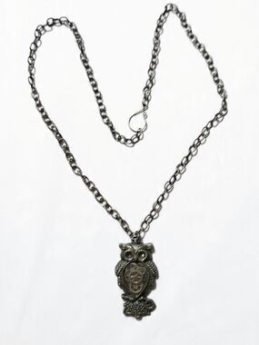 Steampunk Vintage Antique Look Bronze Owl Watch Cogs Pendant Necklace 20" Chain